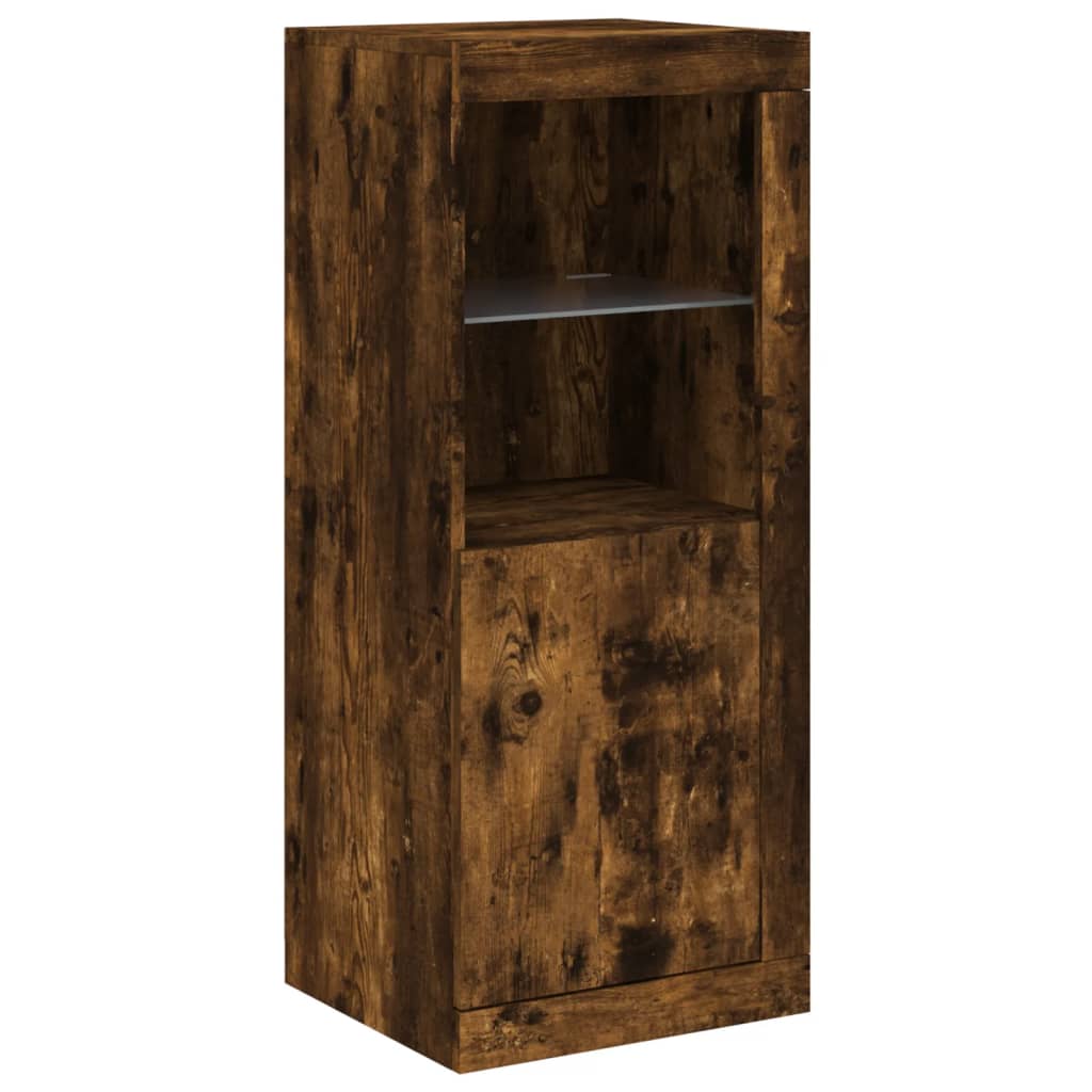 Aparadores c/ LEDs 3 pcs derivados de madeira carvalho fumado