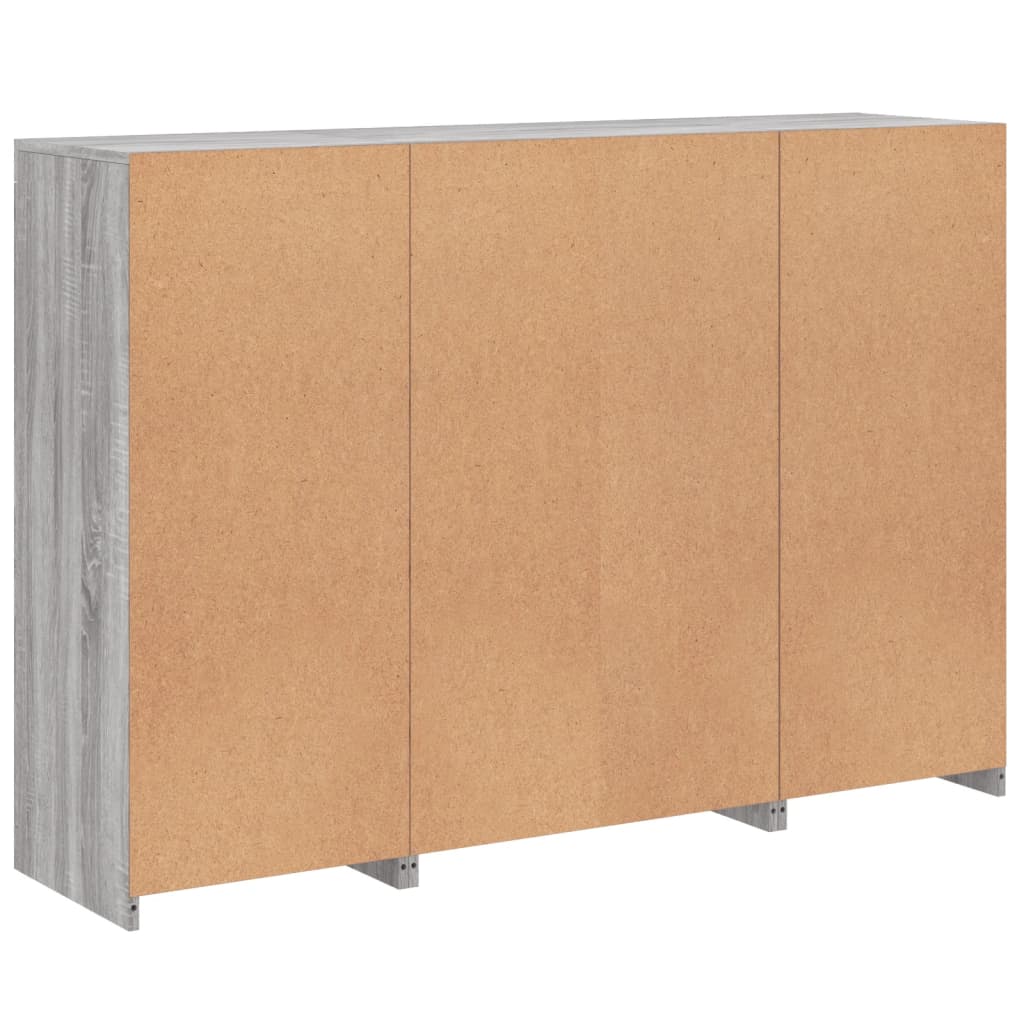 Aparadores c/ LEDs 3 pcs derivados de madeira cinzento sonoma