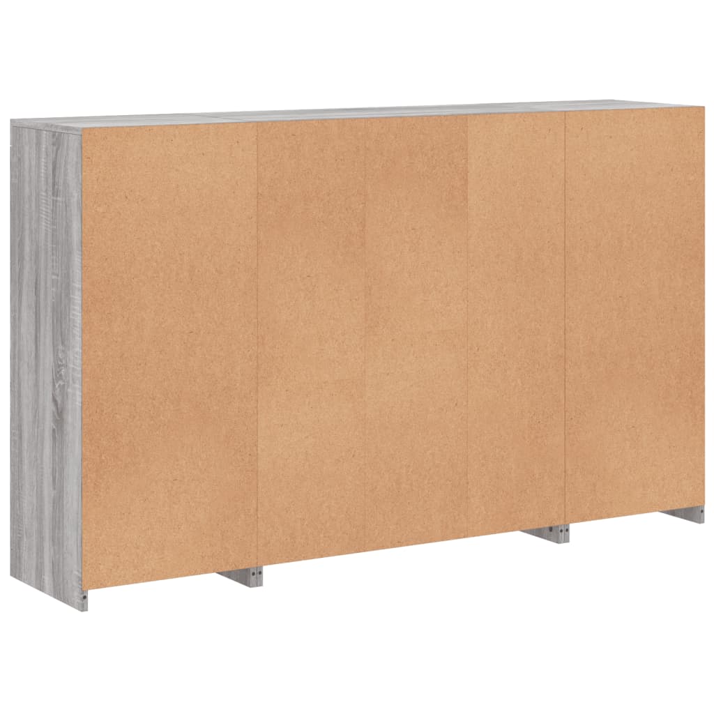 Aparadores c/ LEDs 3 pcs derivados de madeira cinzento sonoma