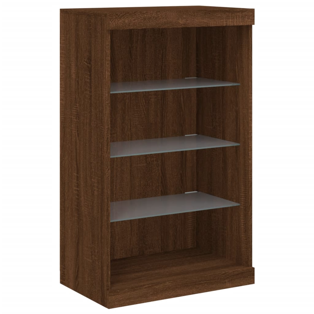 Aparador com luzes LED 181,5x37x100 cm carvalho castanho