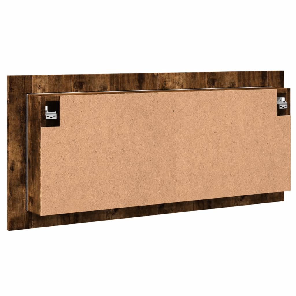 Armário espelhado casa de banho LED 100x12x45cm carvalho fumado