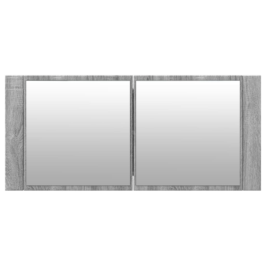 Armário espelhado casa de banho LED 100x12x45cm cinza sonoma