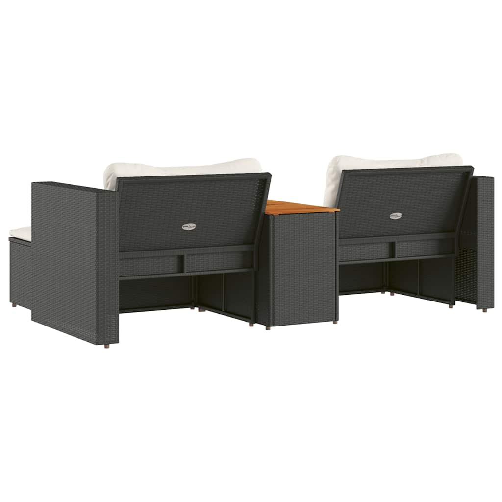 5 pcs conjunto sofás de jardim com almofadões acácia e vime PE