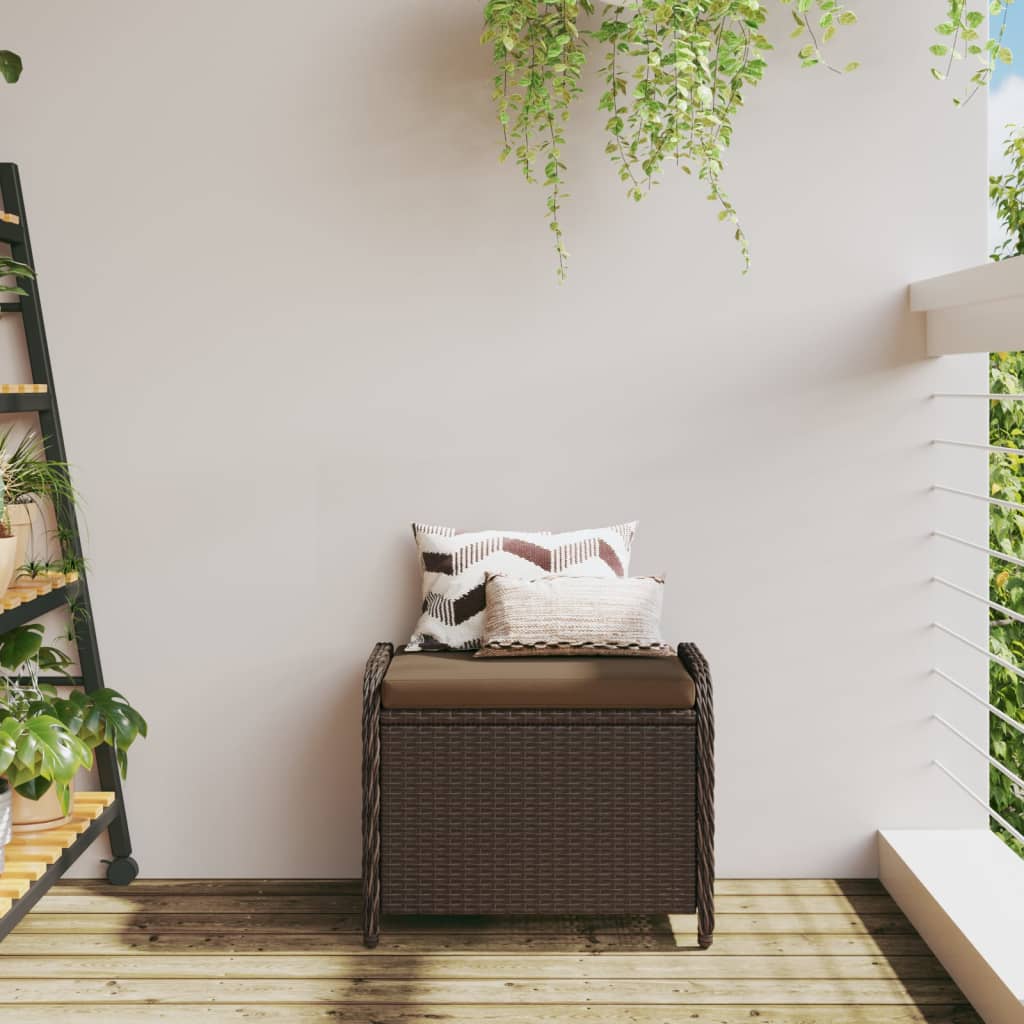 Banco de jardim com almofadão 58x46x46 cm vime PE castanho
