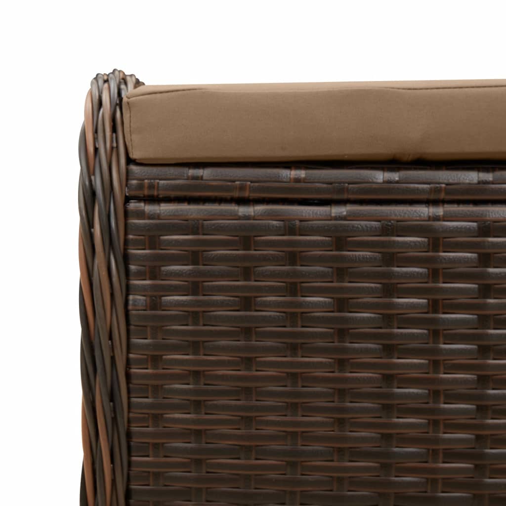 Banco de jardim com almofadão 58x46x46 cm vime PE castanho