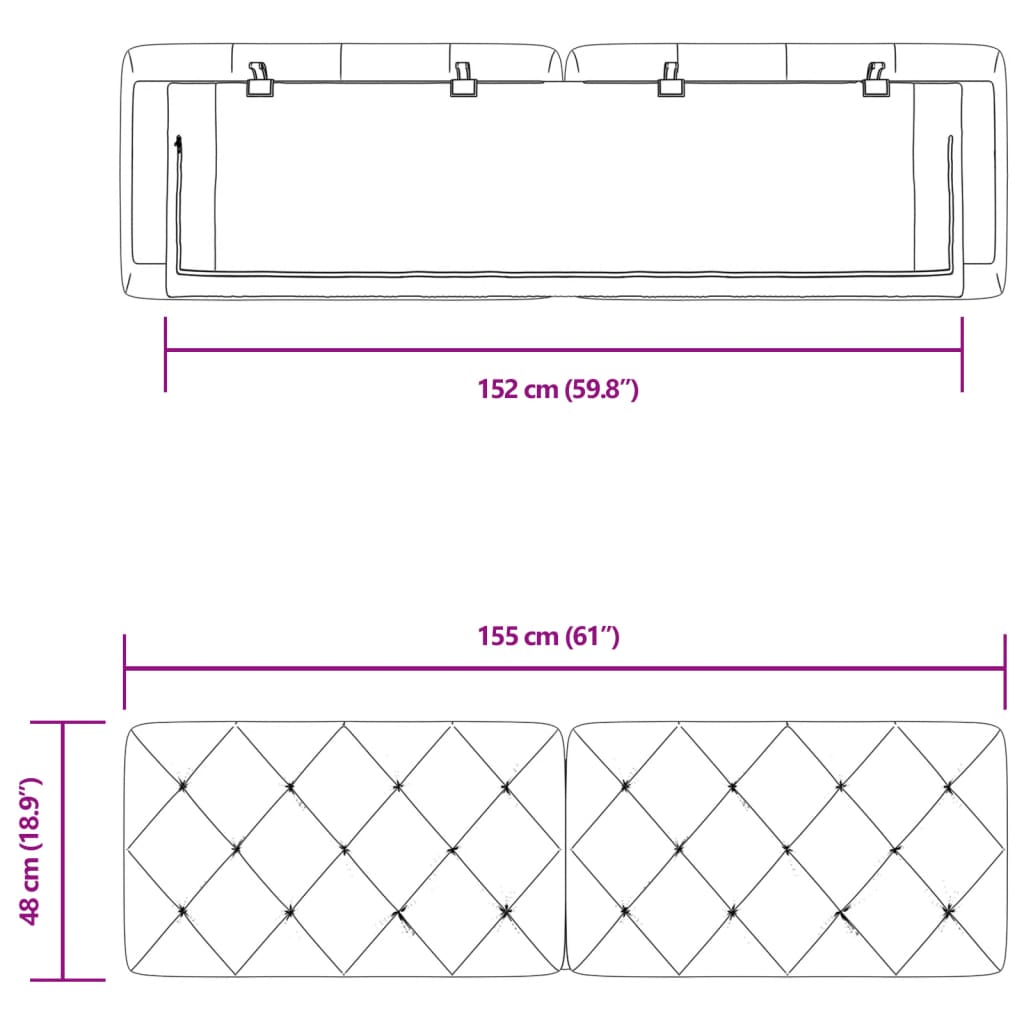 Almofadão de cabeceira 152 cm veludo cinzento-escuro