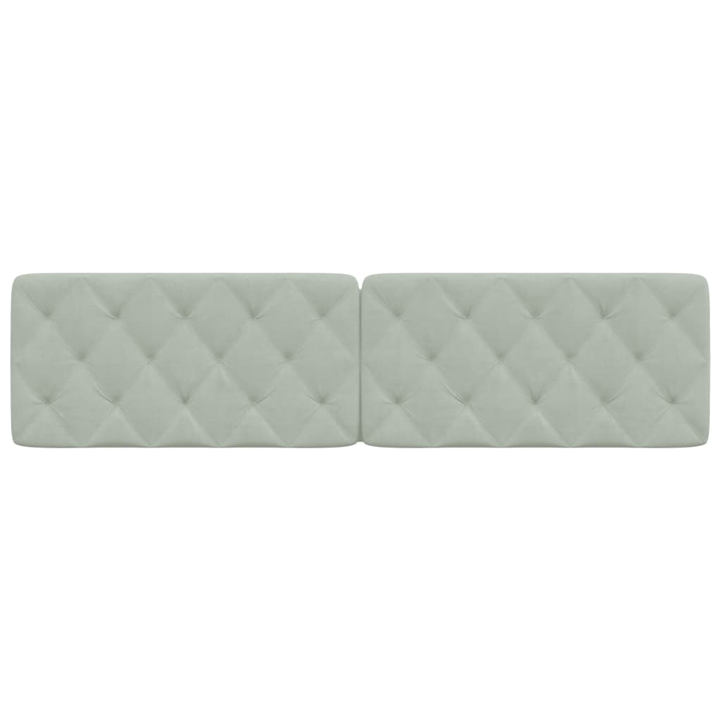 Almofadão de cabeceira 193 cm veludo cinzento-claro