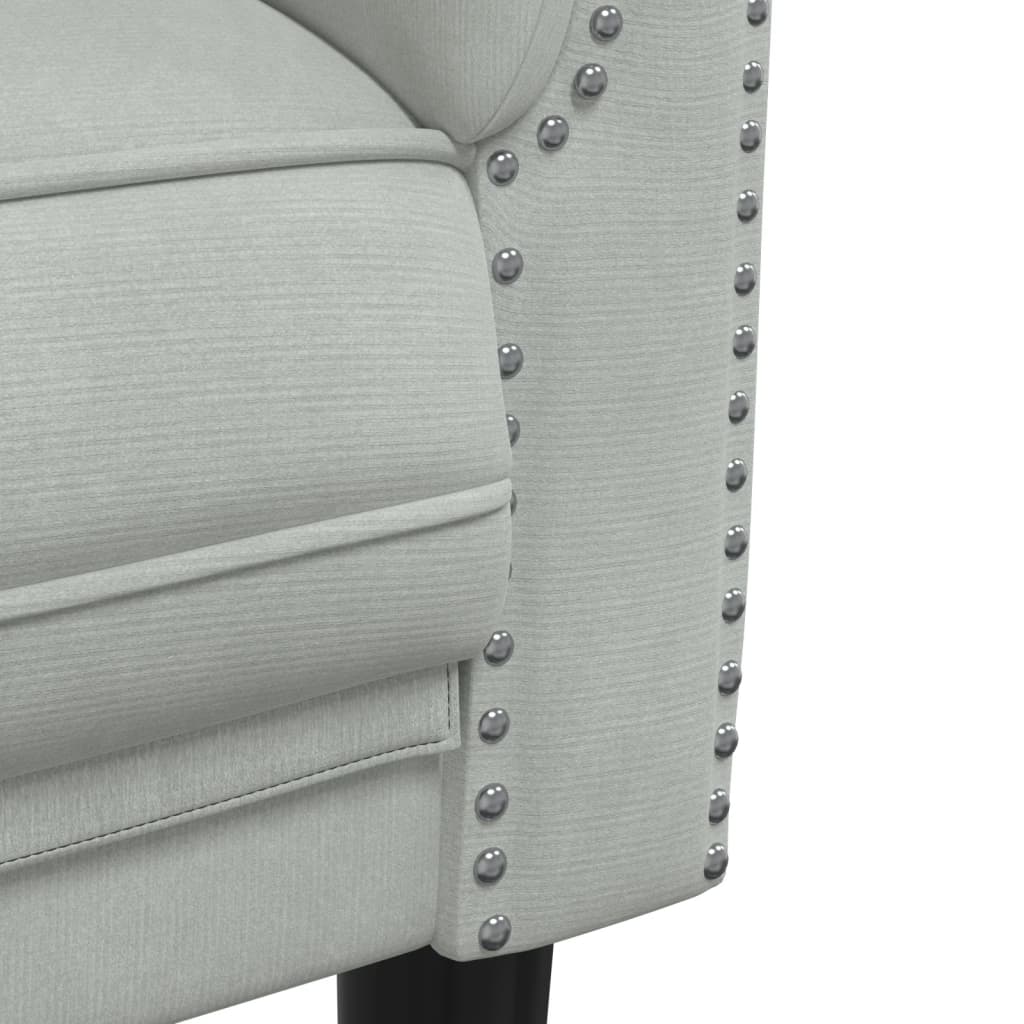 3 pcs conjunto de sofás veludo cinzento-claro