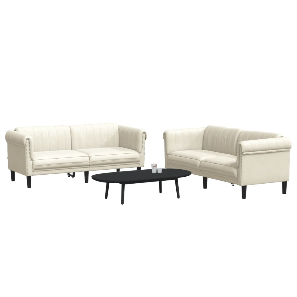 2 pcs conjunto de sofás veludo cor creme