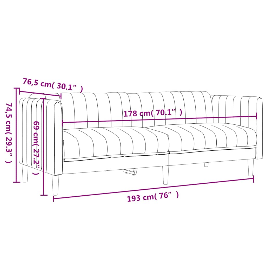 3 pcs conjunto de sofás tecido castanho