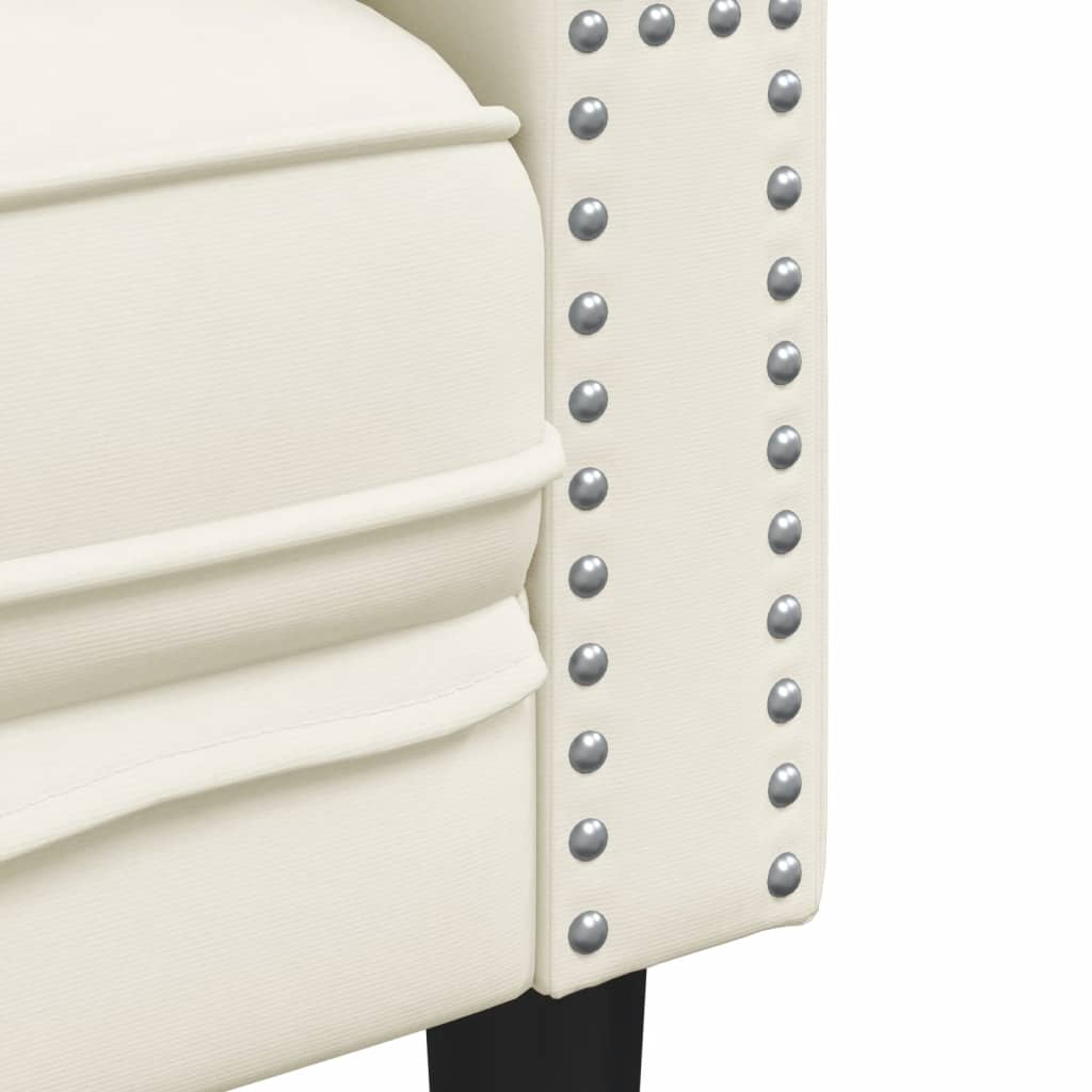 3 pcs conjunto de sofás chesterfield com rolos veludo creme