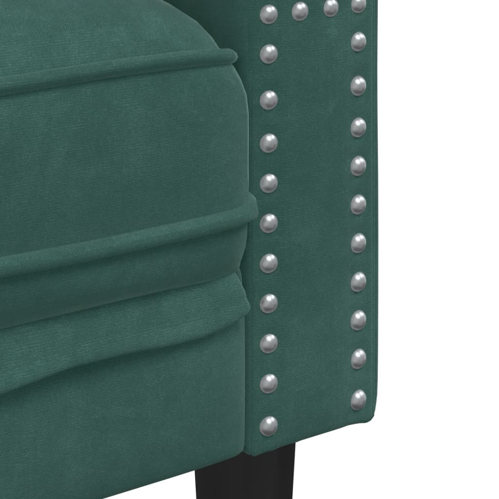 2 pcs conj. de sofás chesterfield com rolos veludo verde-escuro