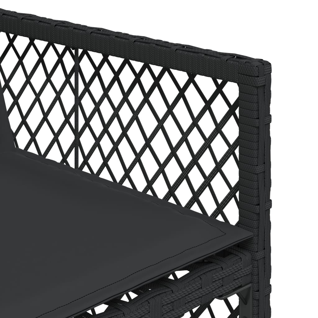 7 pcs conjunto de jantar p/ jardim c/ almofadões vime PE preto