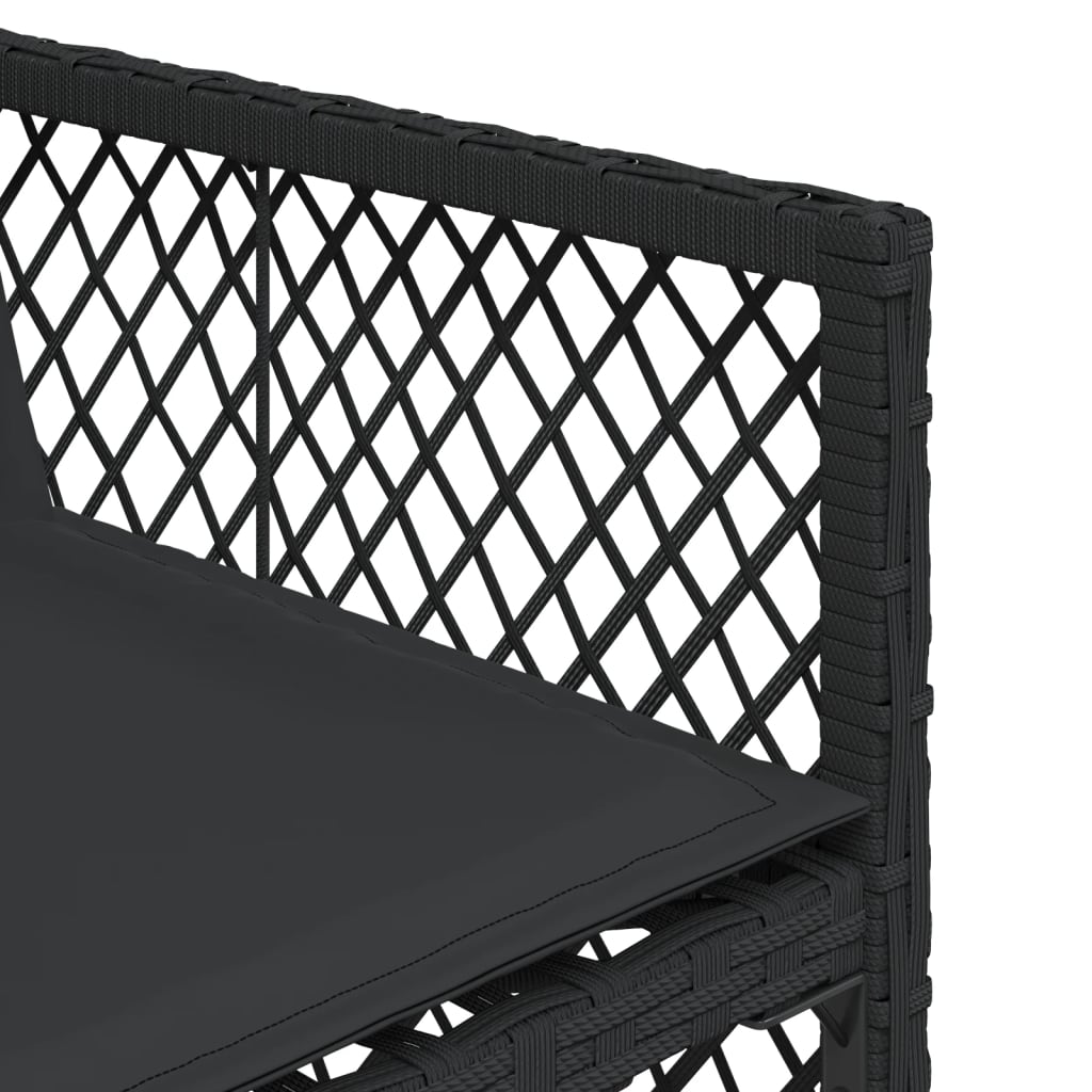 11 pcs conjunto de jantar p/ jardim c/ almofadões vime PE preto