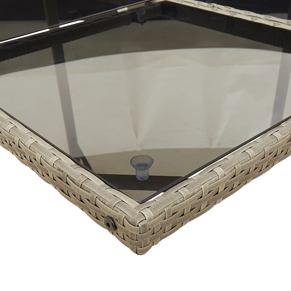 11 pcs conjunto jantar p/ jardim c/ almofadões vime PE cinzento