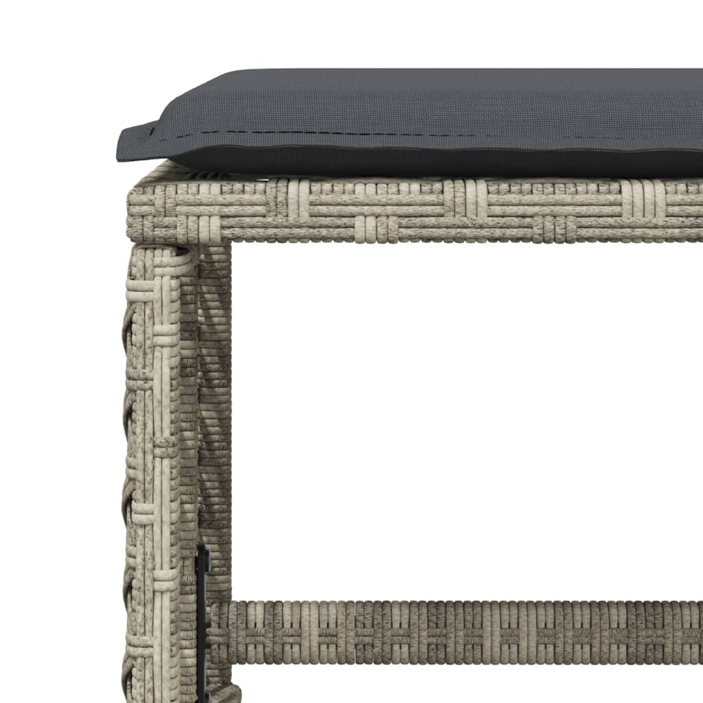 11 pcs conjunto jantar p/ jardim c/ almofadões vime PE cinzento