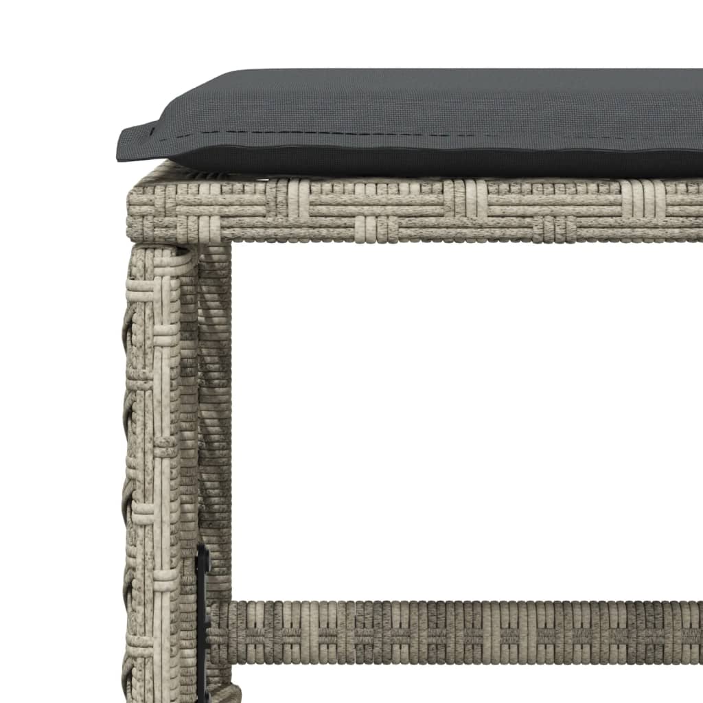 13 pcs conj. jantar jardim c/ almofadões vime PE cinzento-claro