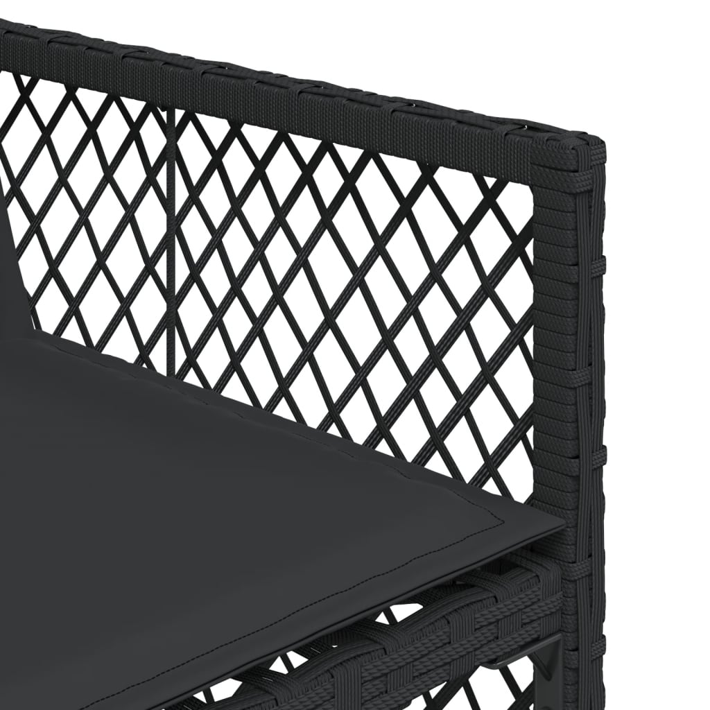 17 pcs conjunto de jantar p/ jardim c/ almofadões vime PE preto