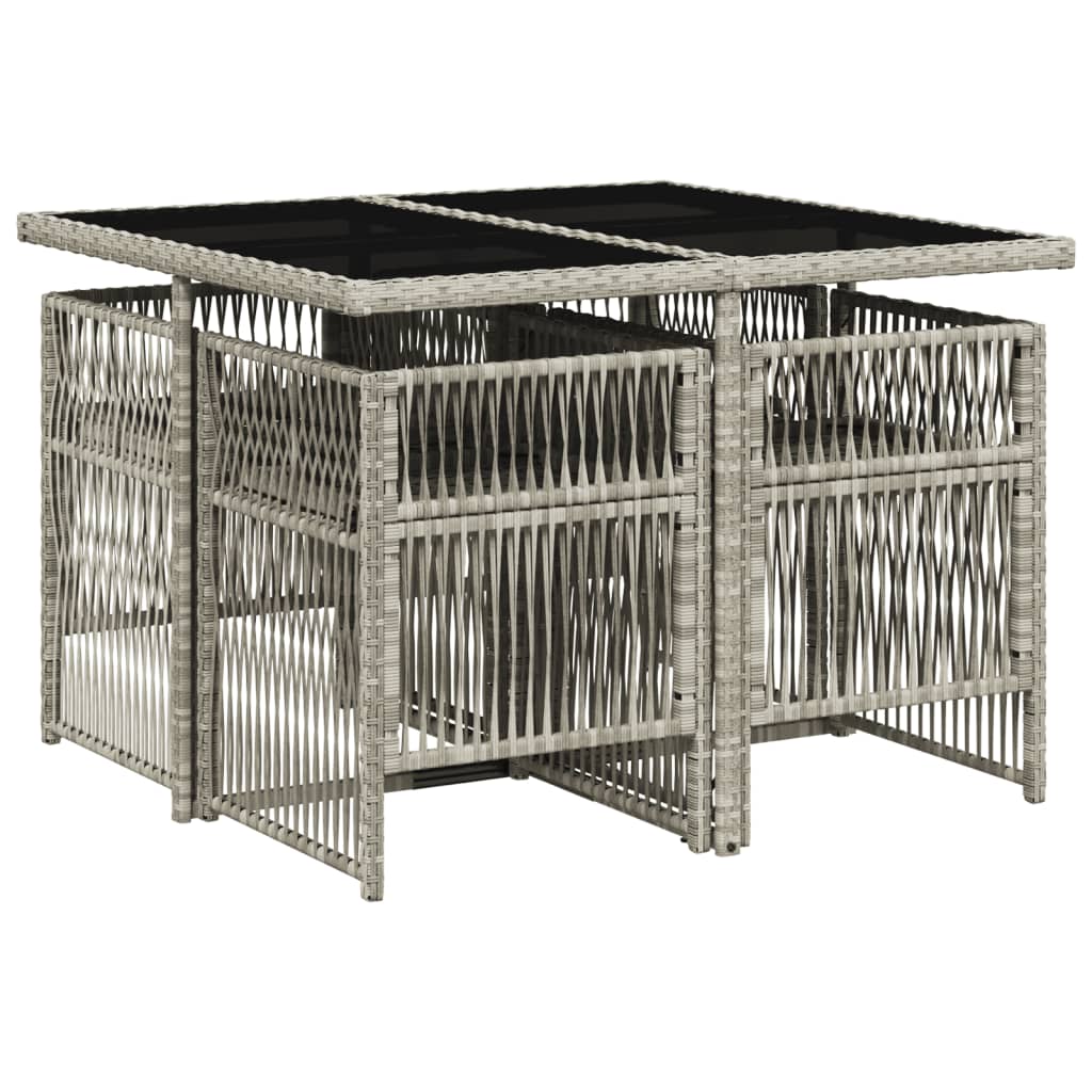 5 pcs conjunto de jantar p/ jardim c/ almofadões cinzento claro