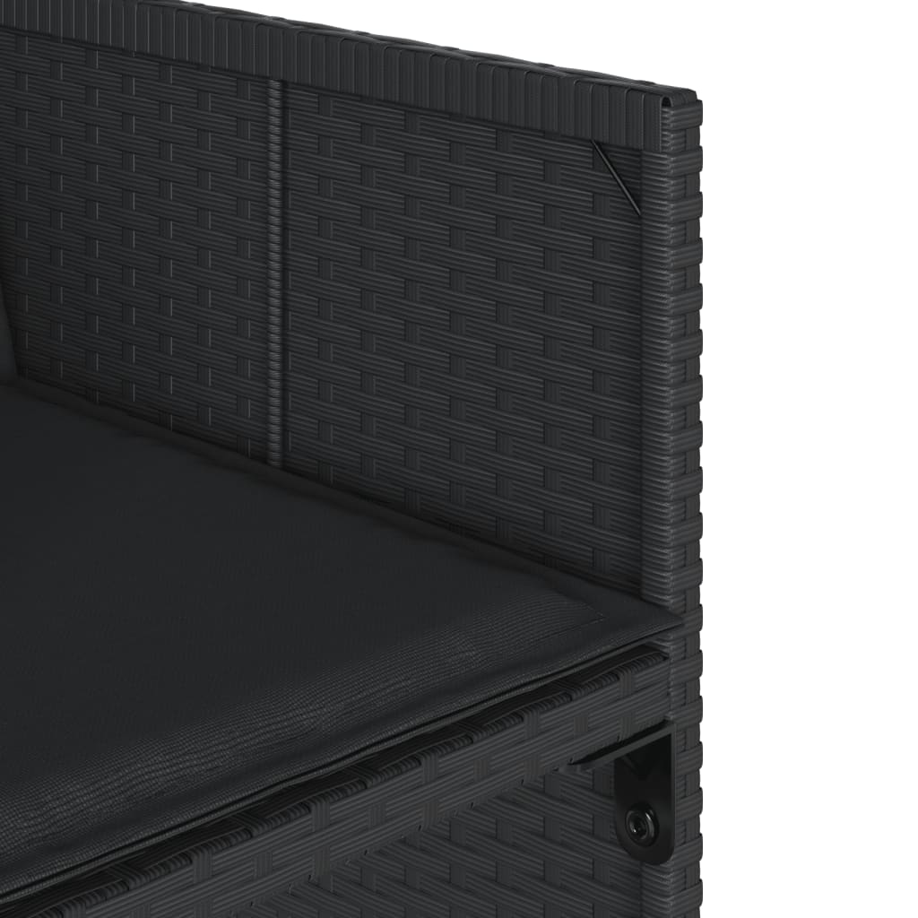 11 pcs conjunto de jantar p/ jardim c/ almofadões vime PE preto