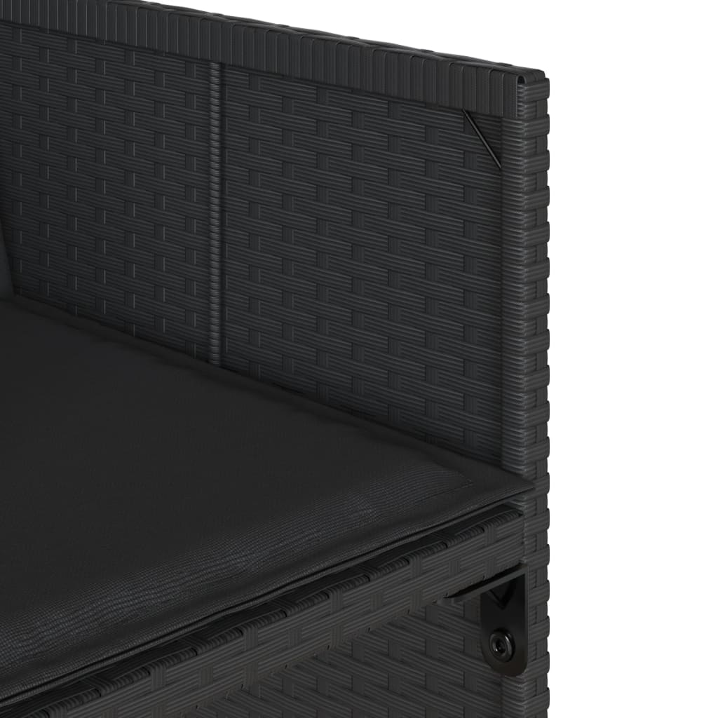 11 pcs conjunto de jantar p/ jardim c/ almofadões vime PE preto