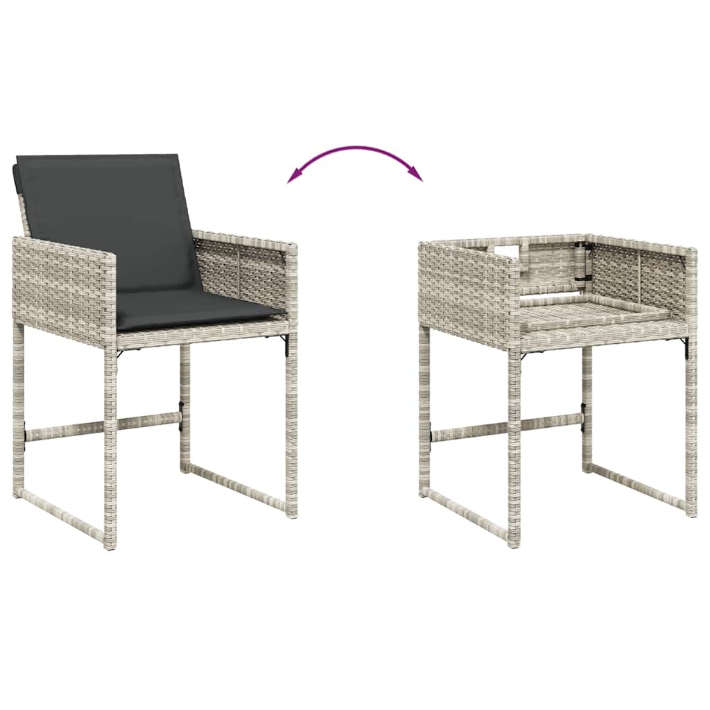 13 pcs conj. jantar jardim c/ almofadões vime PE cinzento-claro