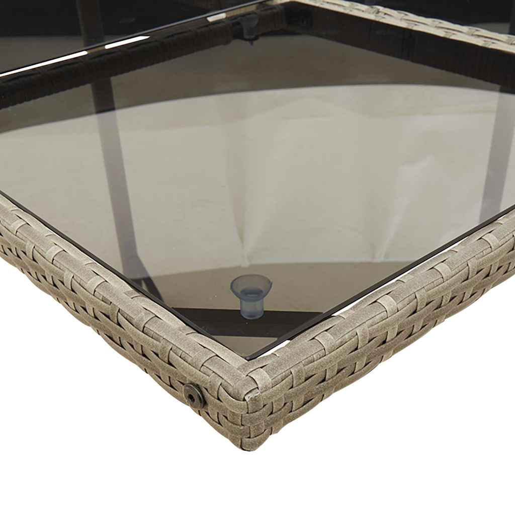 5 pcs conjunto de jantar p/ jardim c/ almofadões vime PE cinza