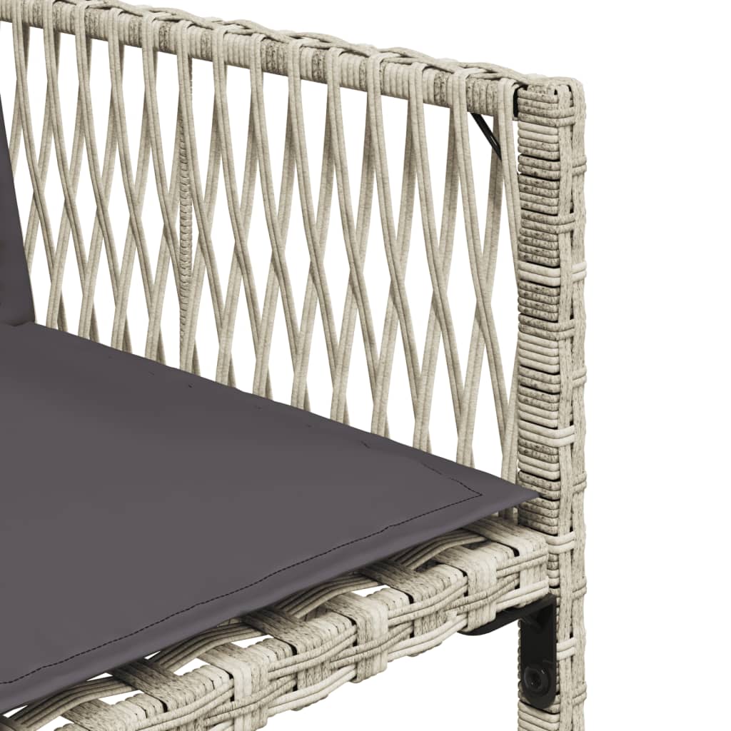 17 pcs conj. jantar jardim c/ almofadões vime PE cinzento-claro