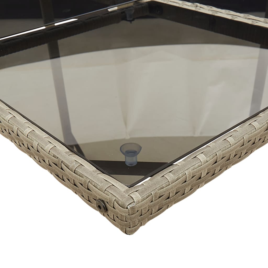 11 pcs conjunto jantar p/ jardim c/ almofadões vime PE cinzento