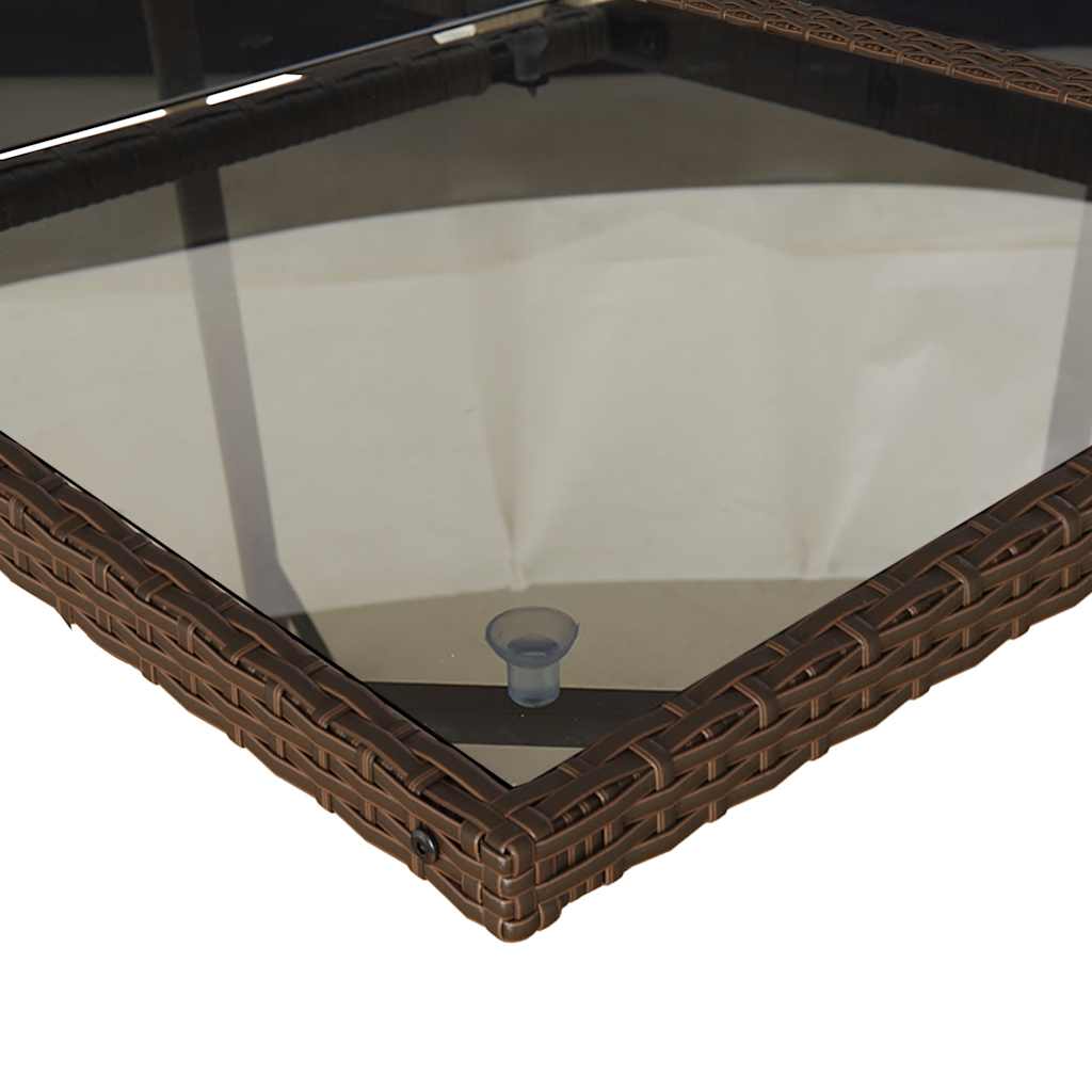 11 pcs conjunto jantar p/ jardim c/ almofadões vime PE castanho