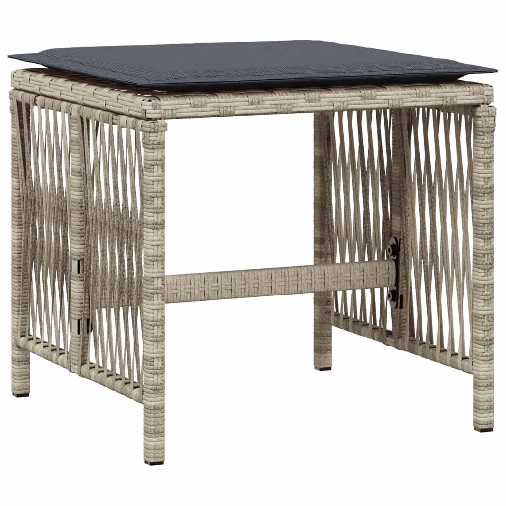 11 pcs conjunto jantar p/ jardim c/ almofadões vime PE cinzento