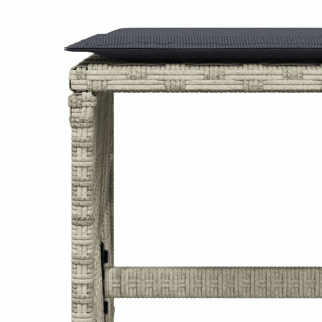 11 pcs conjunto jantar p/ jardim c/ almofadões vime PE cinzento