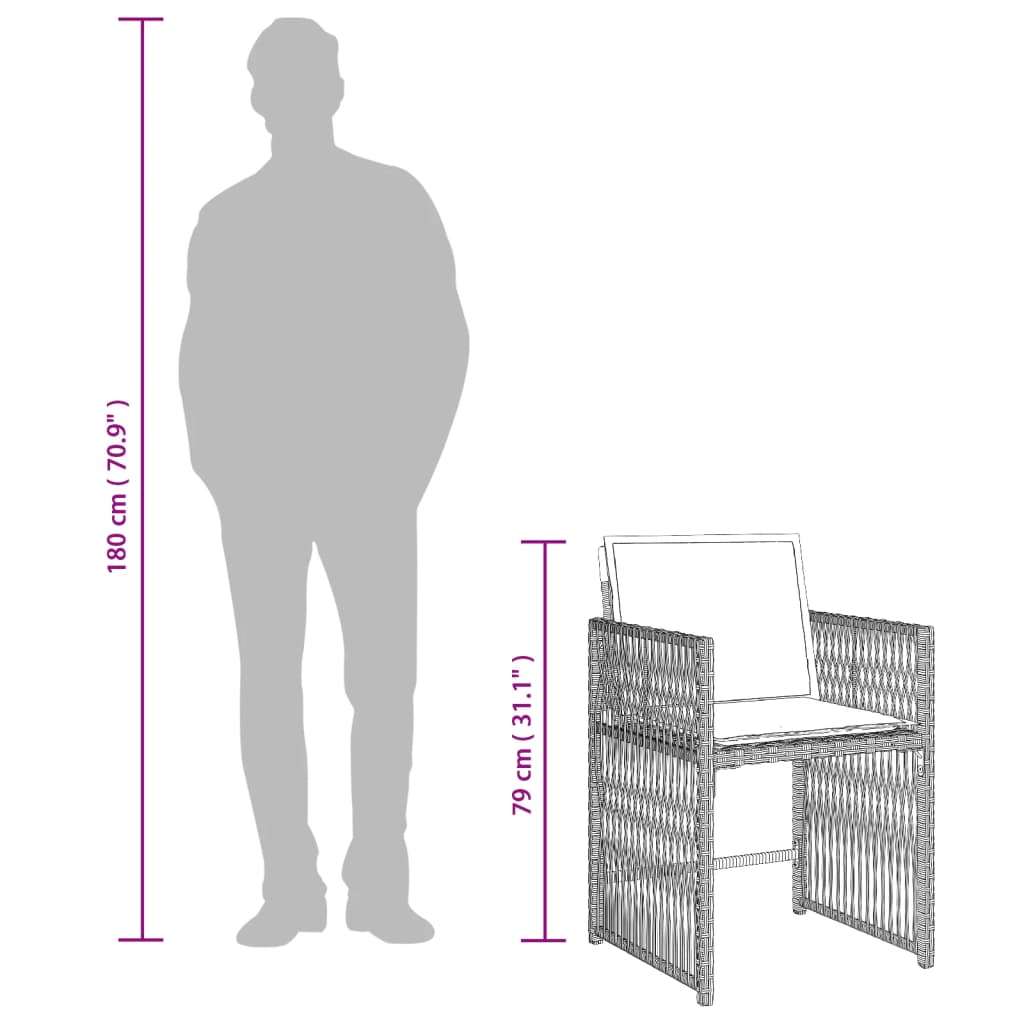 13 pcs conj. jantar jardim c/ almofadões vime PE cinzento-claro