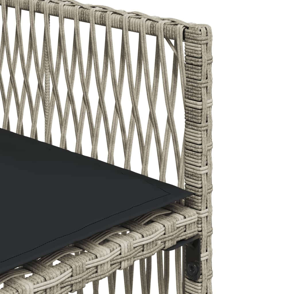 15 pcs conj. jantar jardim c/ almofadões vime PE cinzento-claro