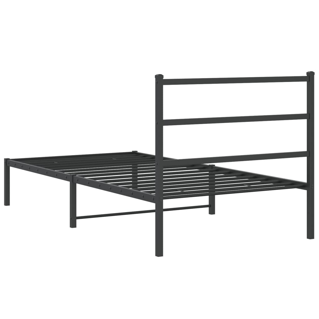 Estrutura de cama com cabeceira 100x190 cm metal preto
