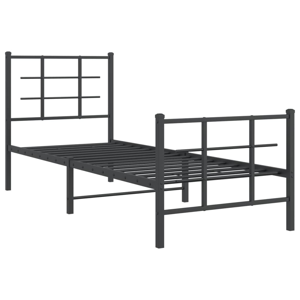 Estrutura de cama com cabeceira e pés 80x200 cm metal preto