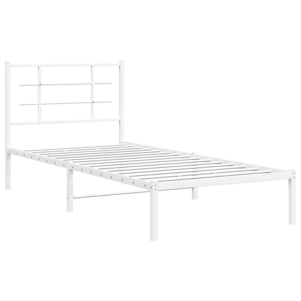Estrutura de cama com cabeceira 90x190 cm metal branco