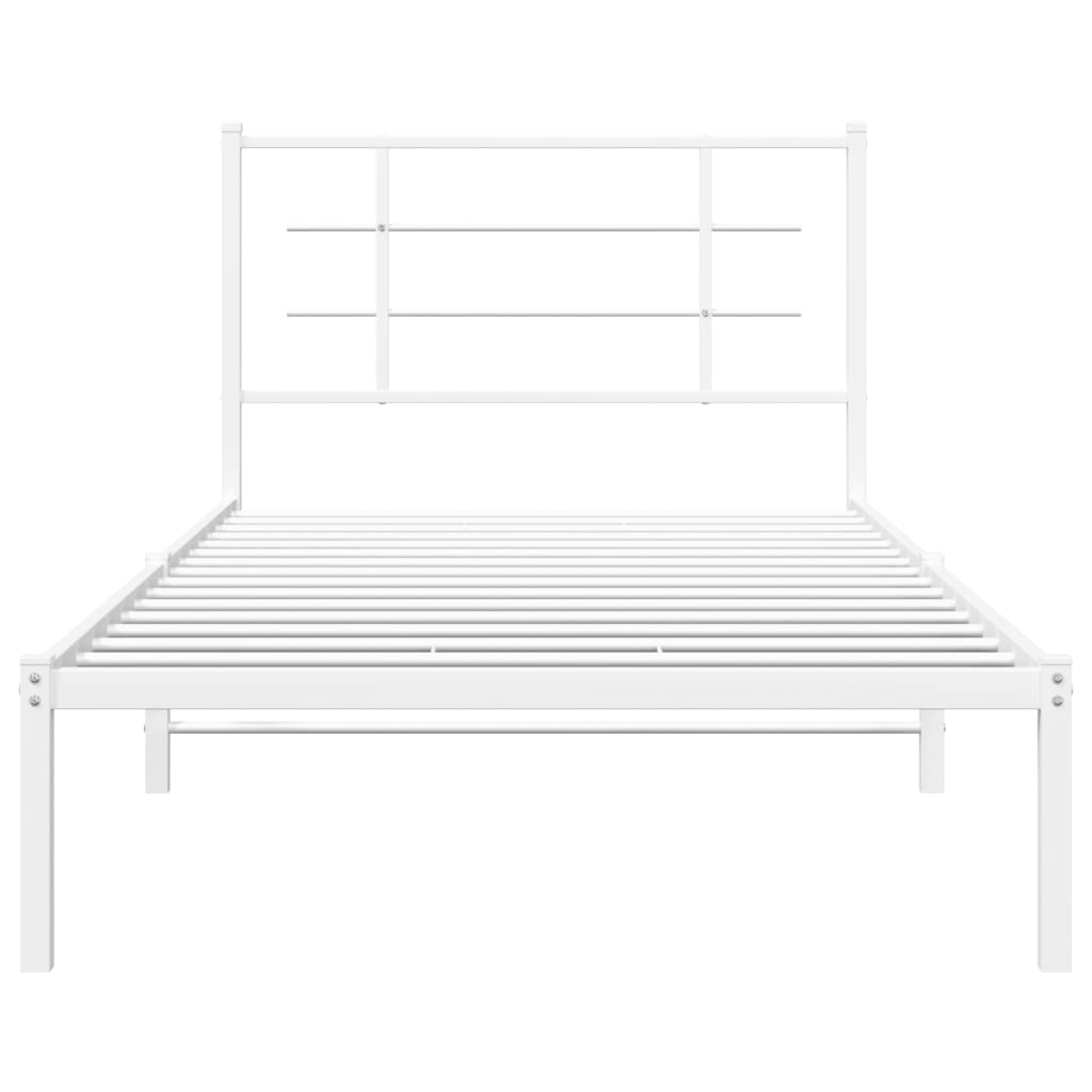 Estrutura de cama com cabeceira 100x200 cm metal branco