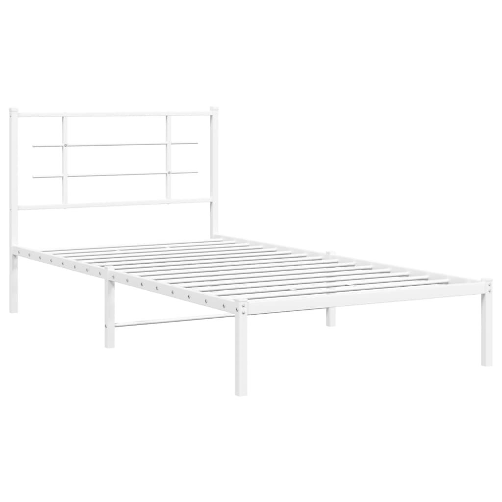 Estrutura de cama em metal com cabeceira 107x203 cm branco