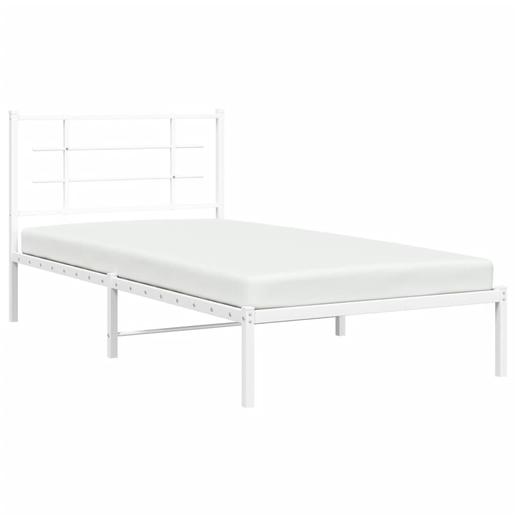 Estrutura de cama em metal com cabeceira 107x203 cm branco