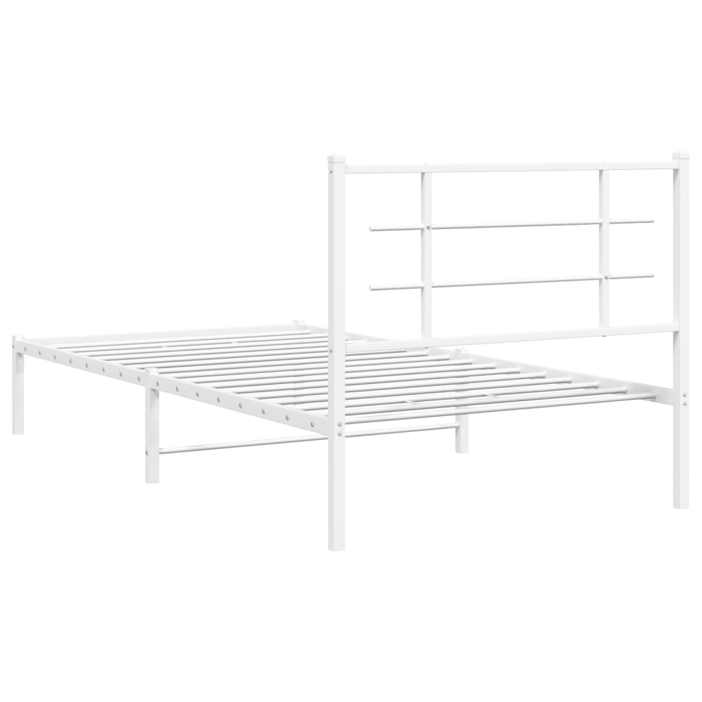 Estrutura de cama em metal com cabeceira 107x203 cm branco