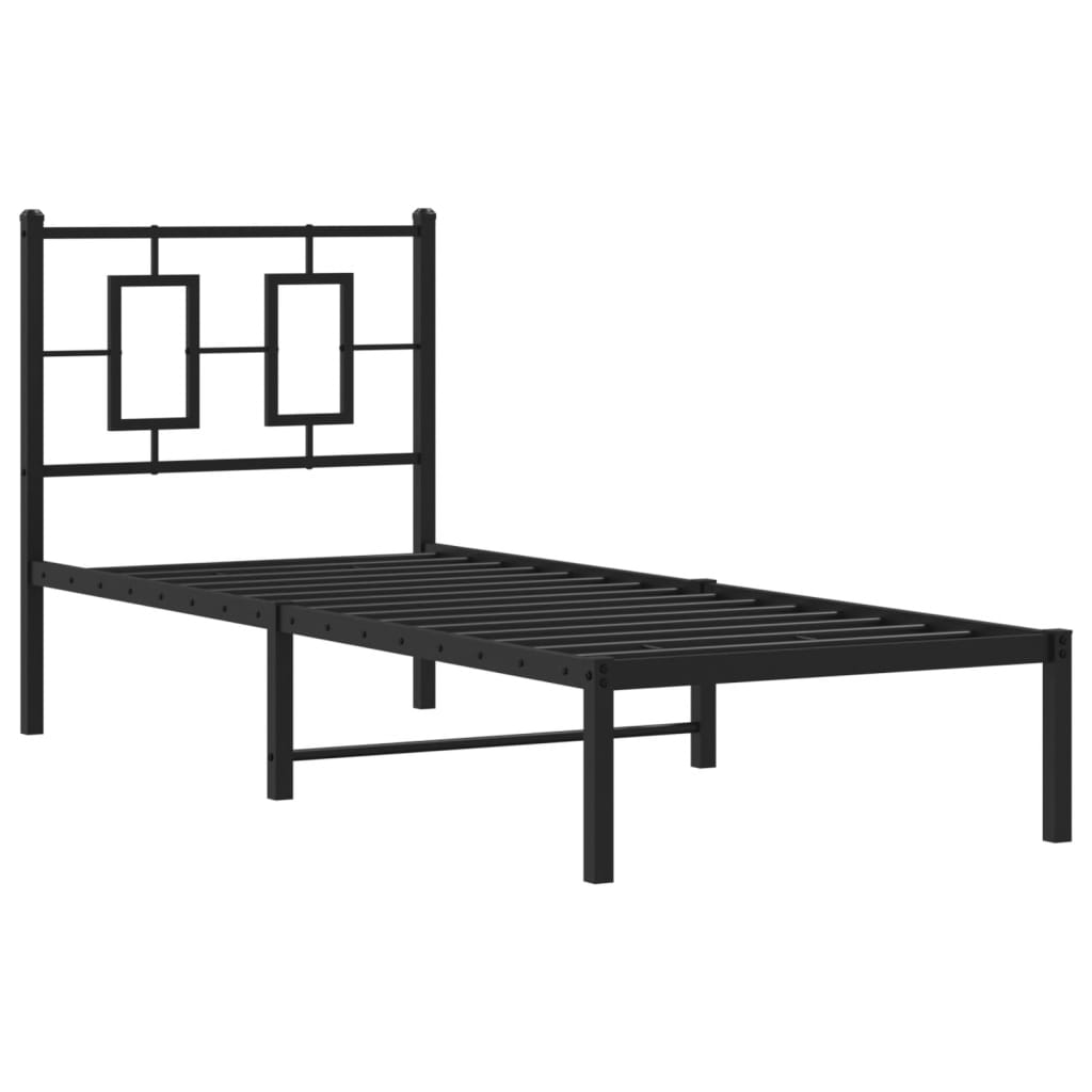 Estrutura de cama metal s/ colchão c/ cabeceira 75x190 cm preto