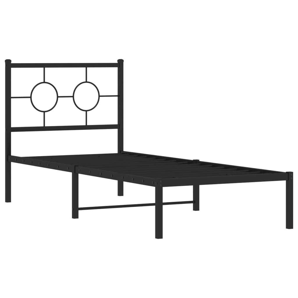 Estrutura de cama metal s/ colchão c/ cabeceira 75x190 cm preto