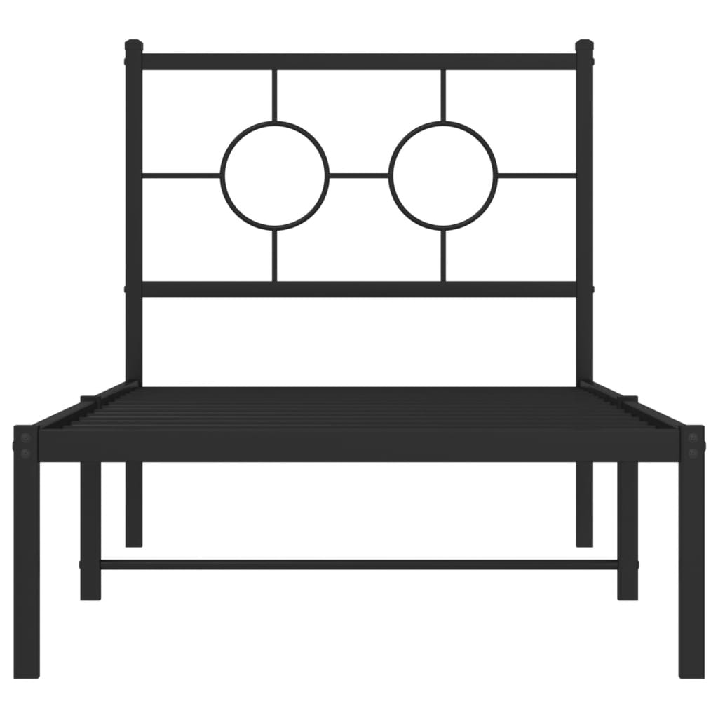 Estrutura de cama metal s/ colchão c/ cabeceira 75x190 cm preto