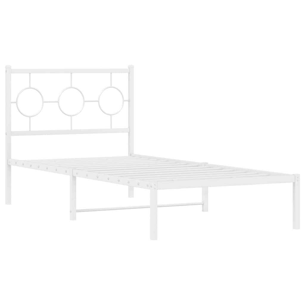 Estrutura de cama com cabeceira 90x190 cm metal branco