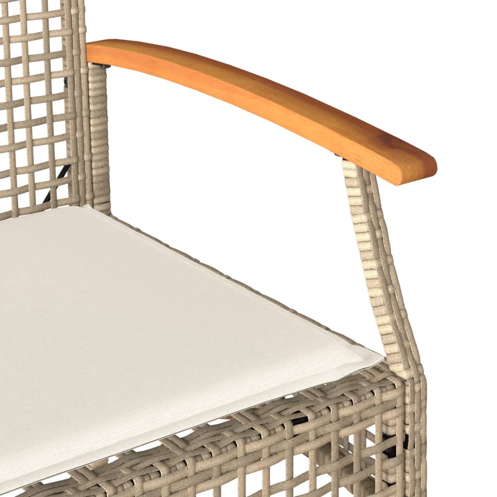 4 pcs conjunto lounge de jardim c/ almofadões vime PE bege