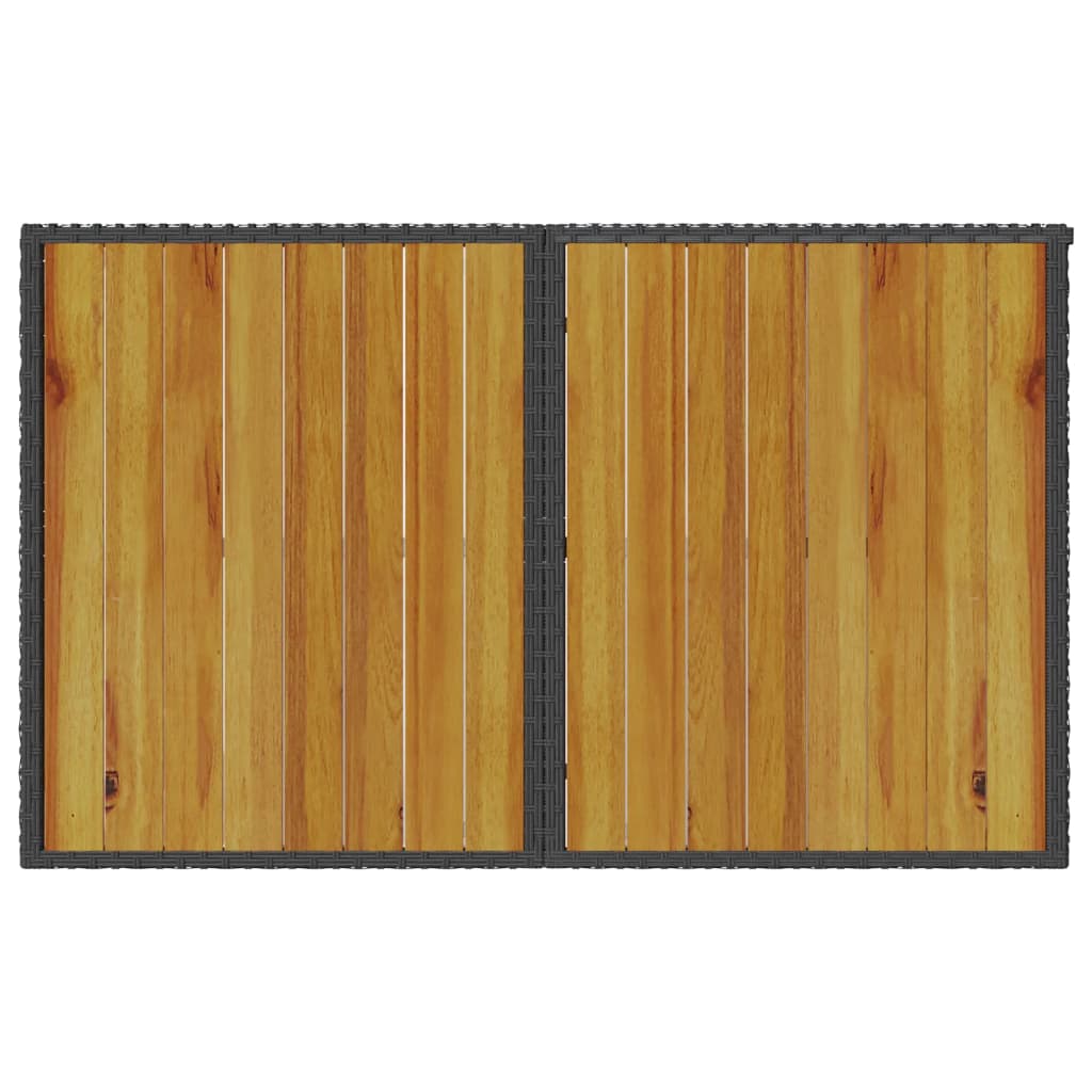 2 pcs conjunto de jantar p/ jardim c/ almofadões vime PE preto