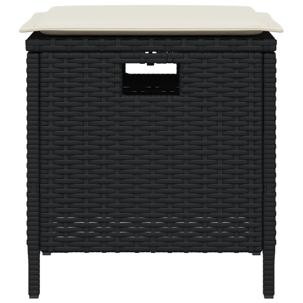 5 pcs conjunto de jantar p/ jardim c/ almofadões vime PE preto