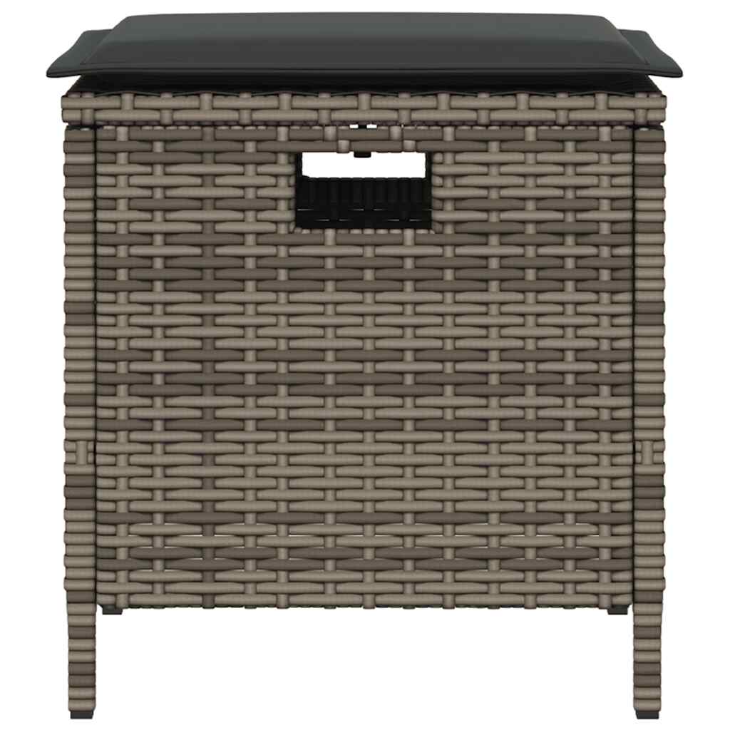 5 pcs conjunto de jantar p/ jardim c/ almofadões vime PE cinza