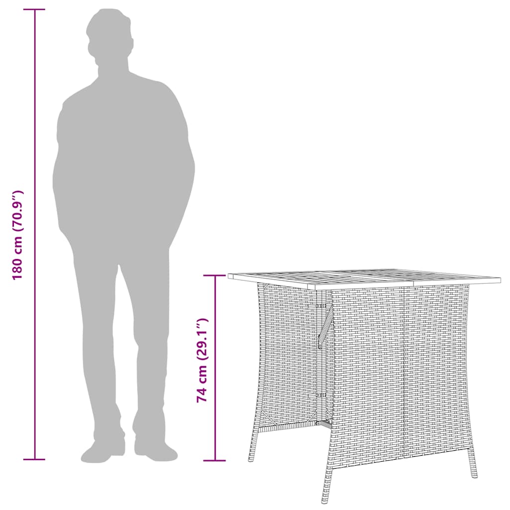 5 pcs conjunto de jantar p/ jardim com almofadões vime PE bege